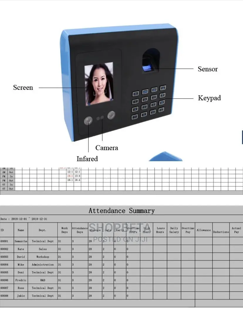 Facial Recognition Biometric Attendace Machine