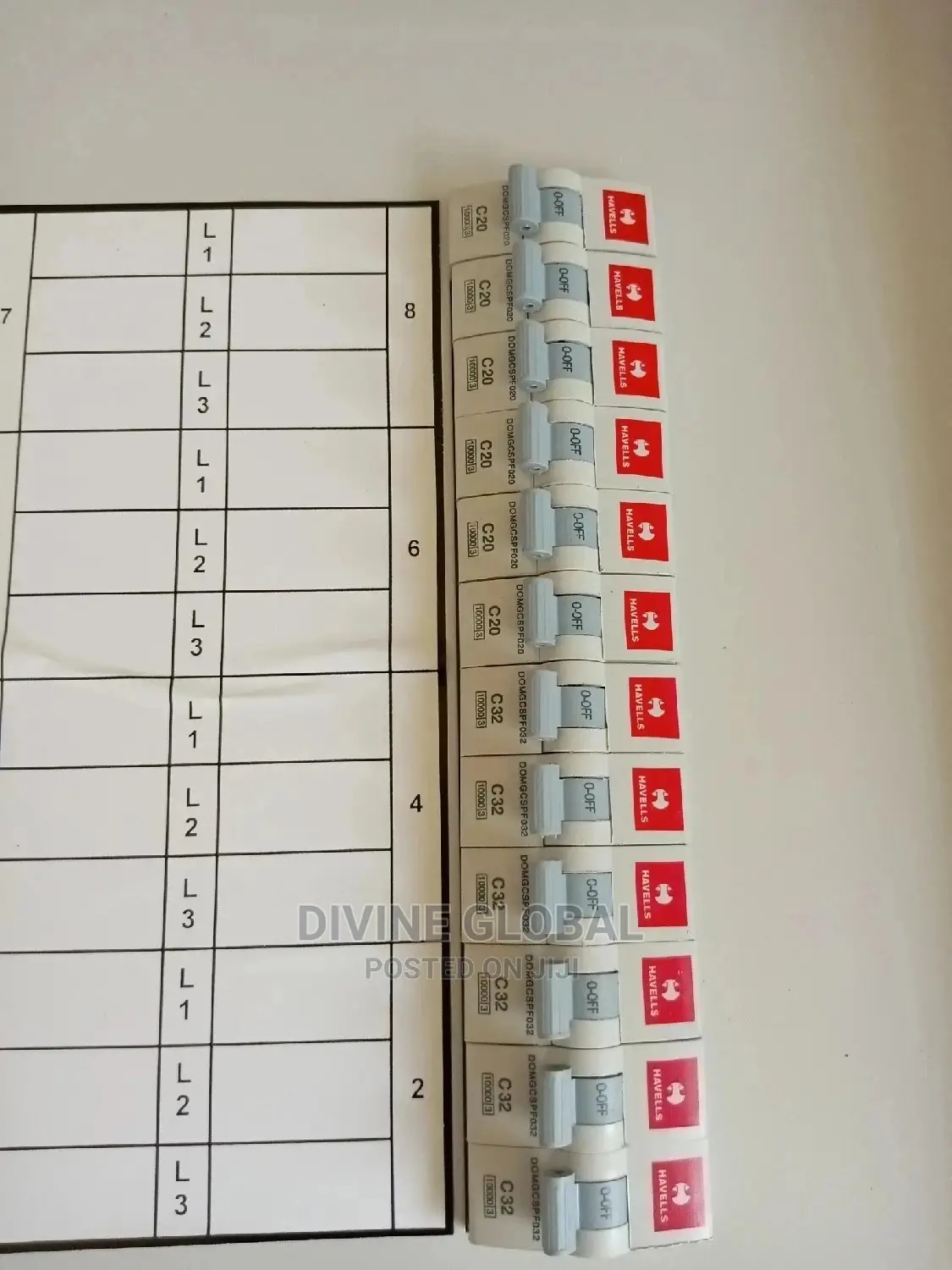 8way 3phase Distribution Board Havell Main Switch
