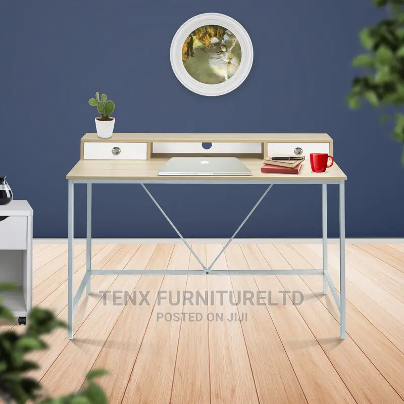 Computer Desk With Hutch and 2 Drawers