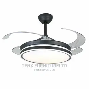 Crystal Ceiling Fan LED Chandelier Invisible Blade W/ Remot