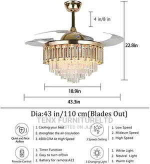 Crystal Ceiling Fan Chandelier (Clear)