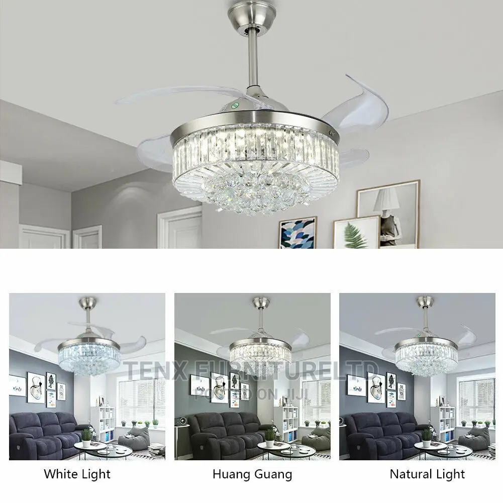 Crystal Led Ceiling Fan Chandelier (Foldable)