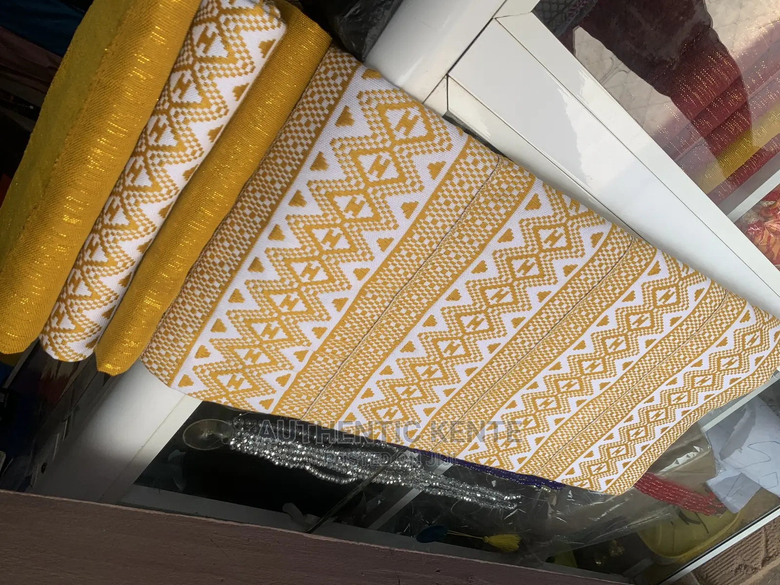Kente With Customized Ahenema Slippers for Engagement