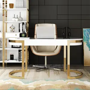 White Office Desk With 2 Drawers and Chair Mable Top