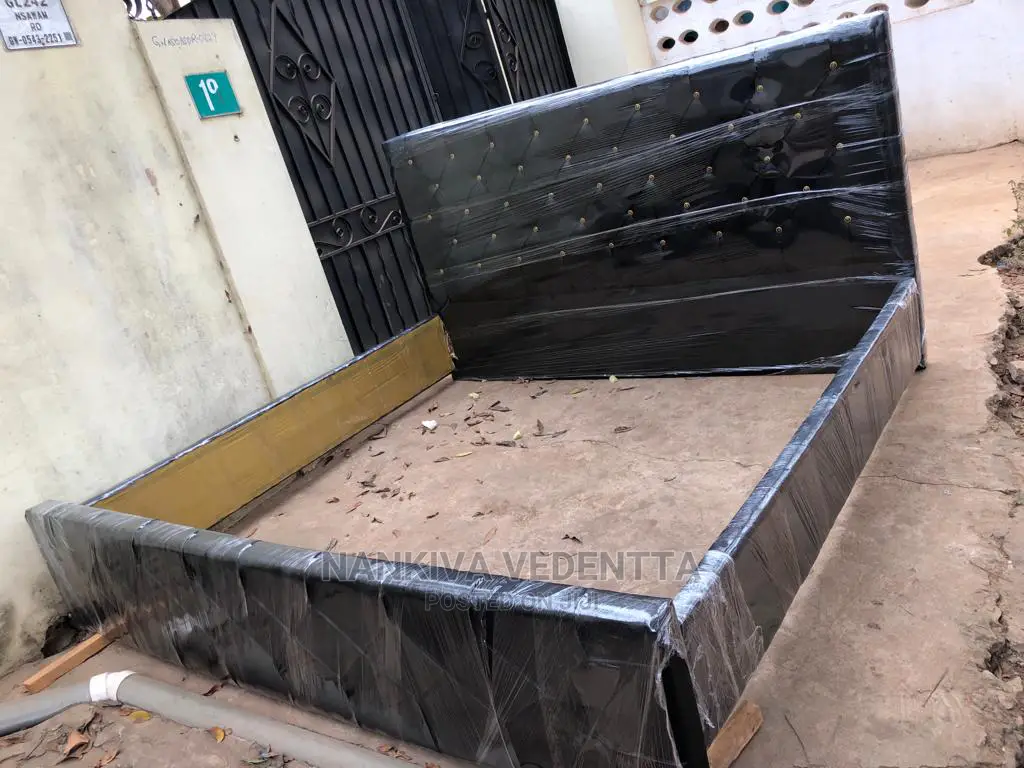 Queen Size Leather Black Bed Frame