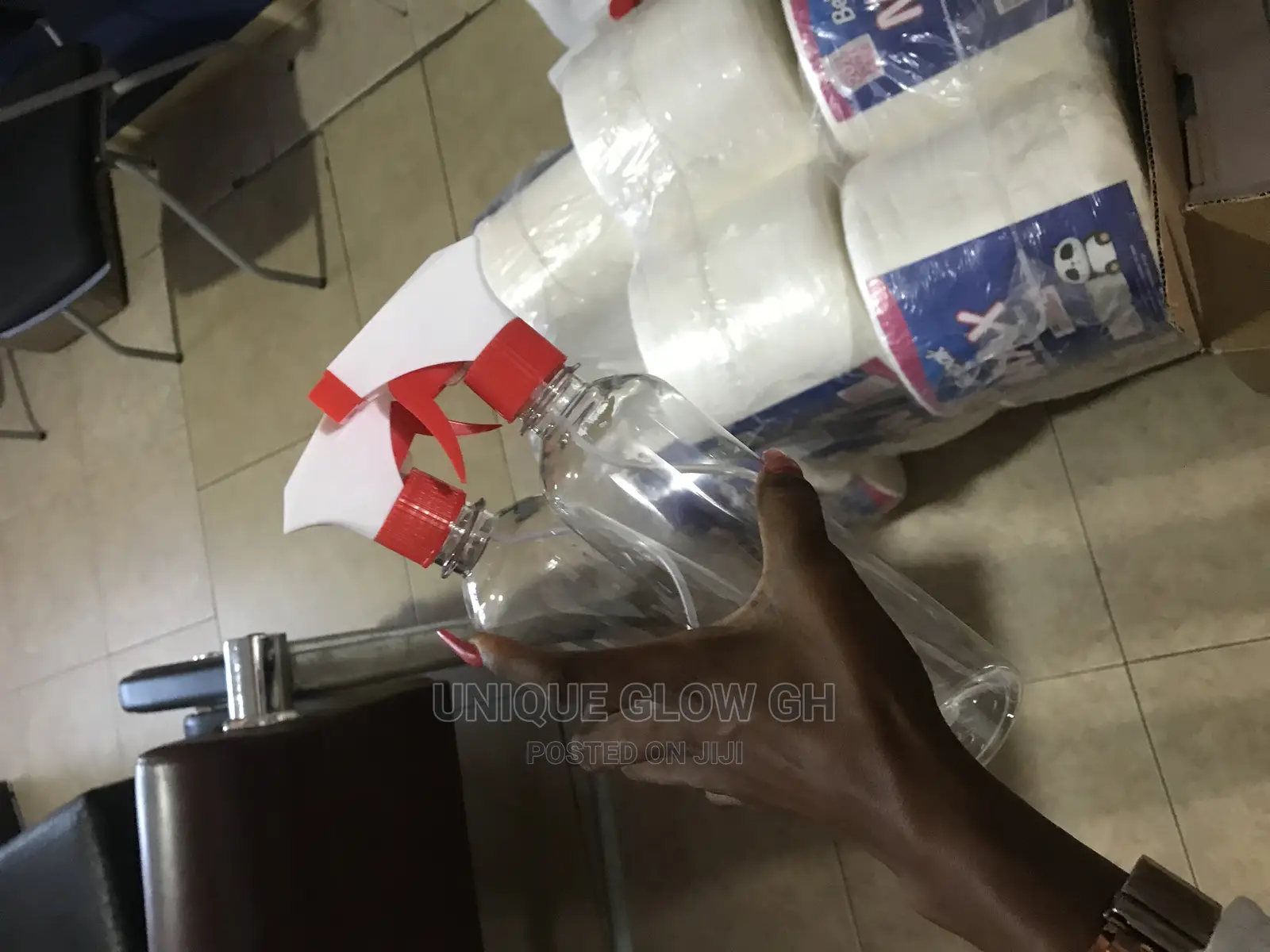 Spraying Rubbing Liquid Sanitizer Bottles With Sprayer