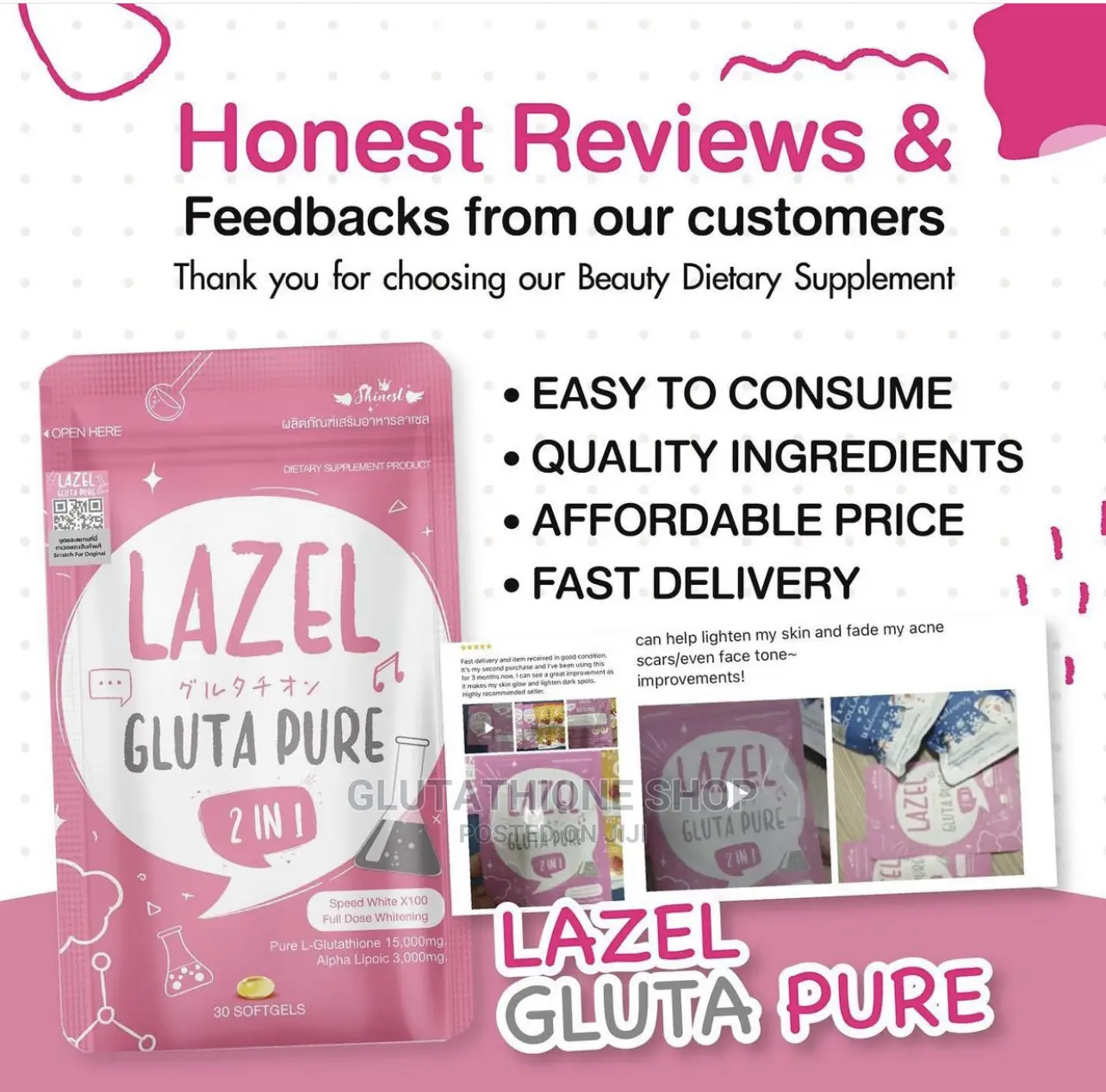 Lazel Gluta Pure Skin Glowing Supplement