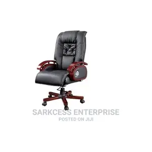 High Back Leather Executive Swivel Office Chair - Black