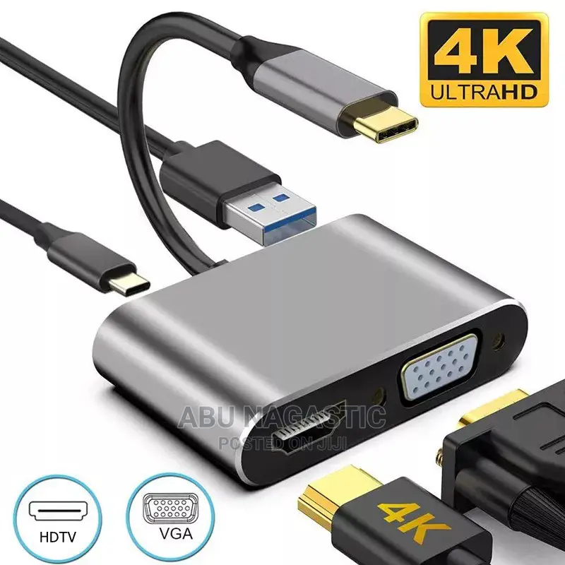 Type C HDMI VGA and USB Converter
