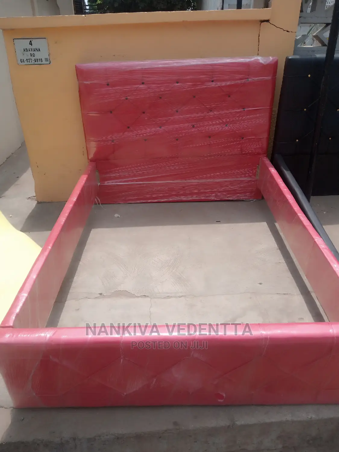 Red Foreign Double Leather Bed Frame