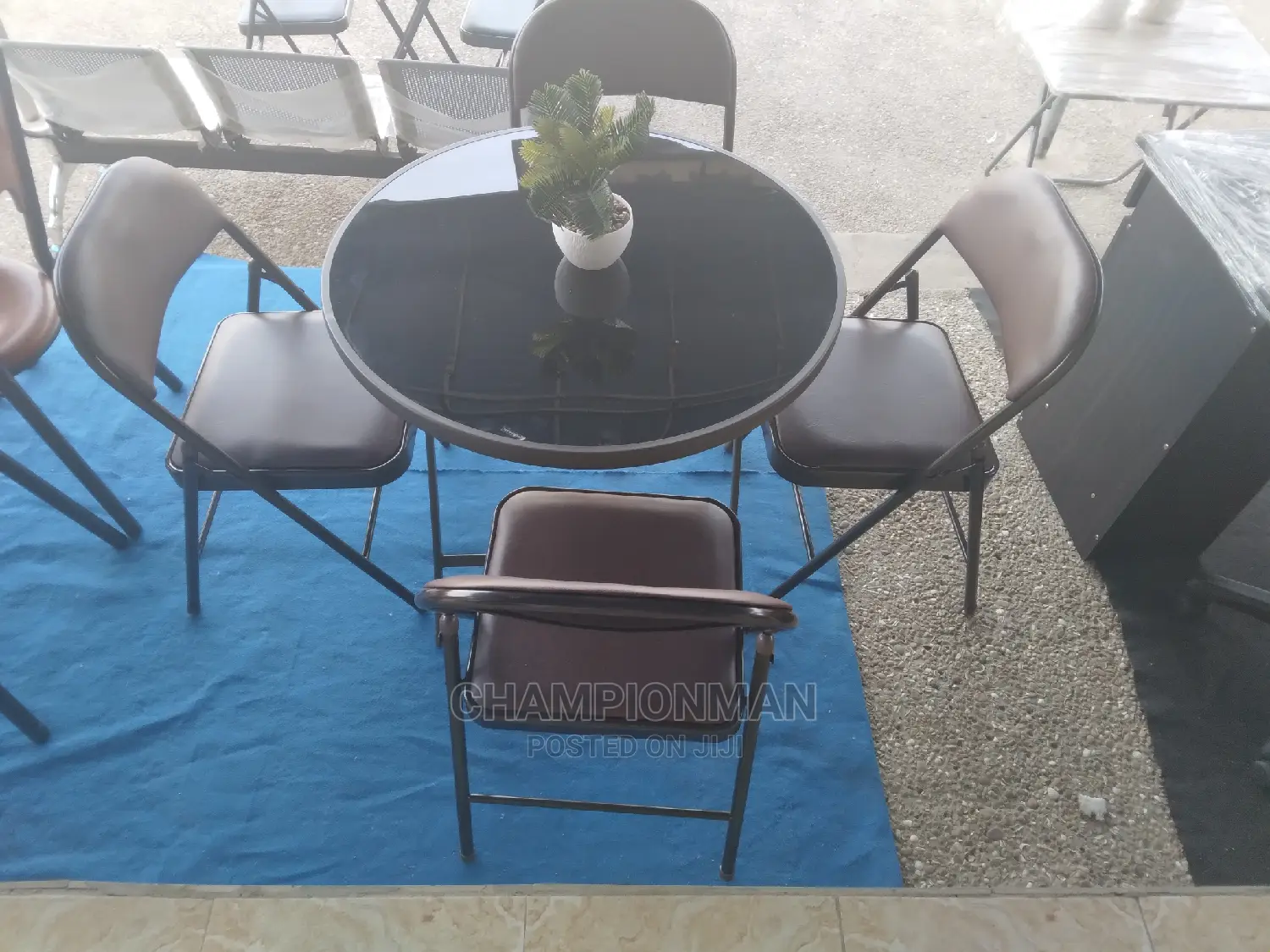 Foldable Glass Table and Chairs
