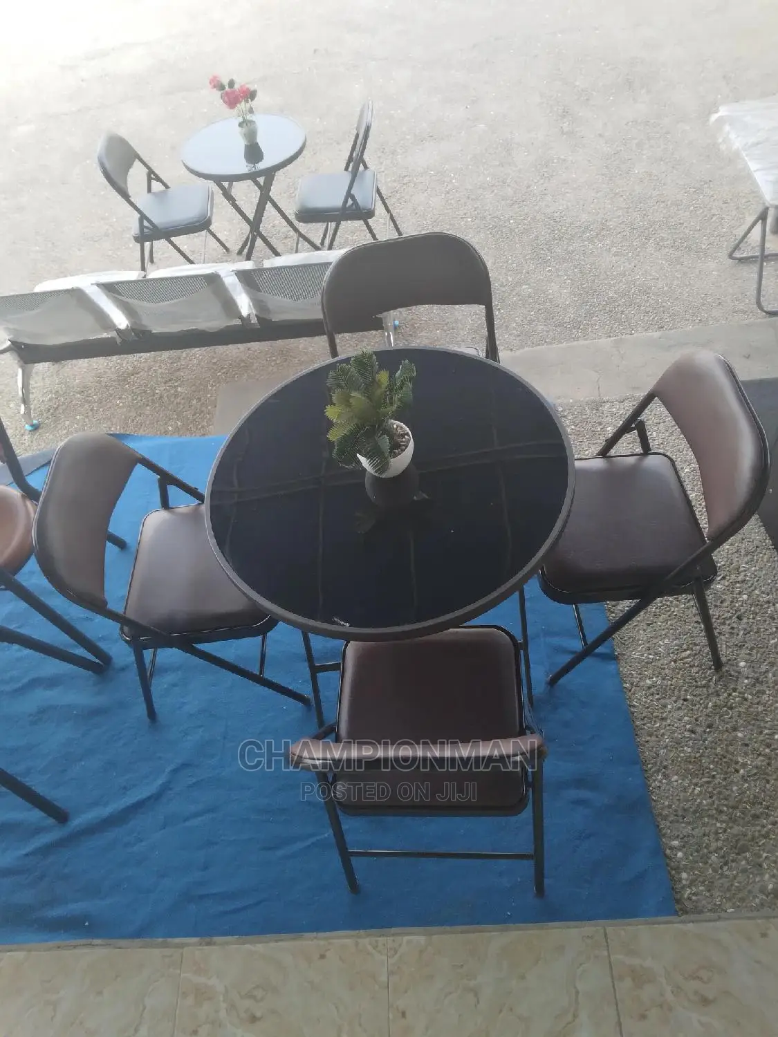 Foldable Glass Table and Chairs