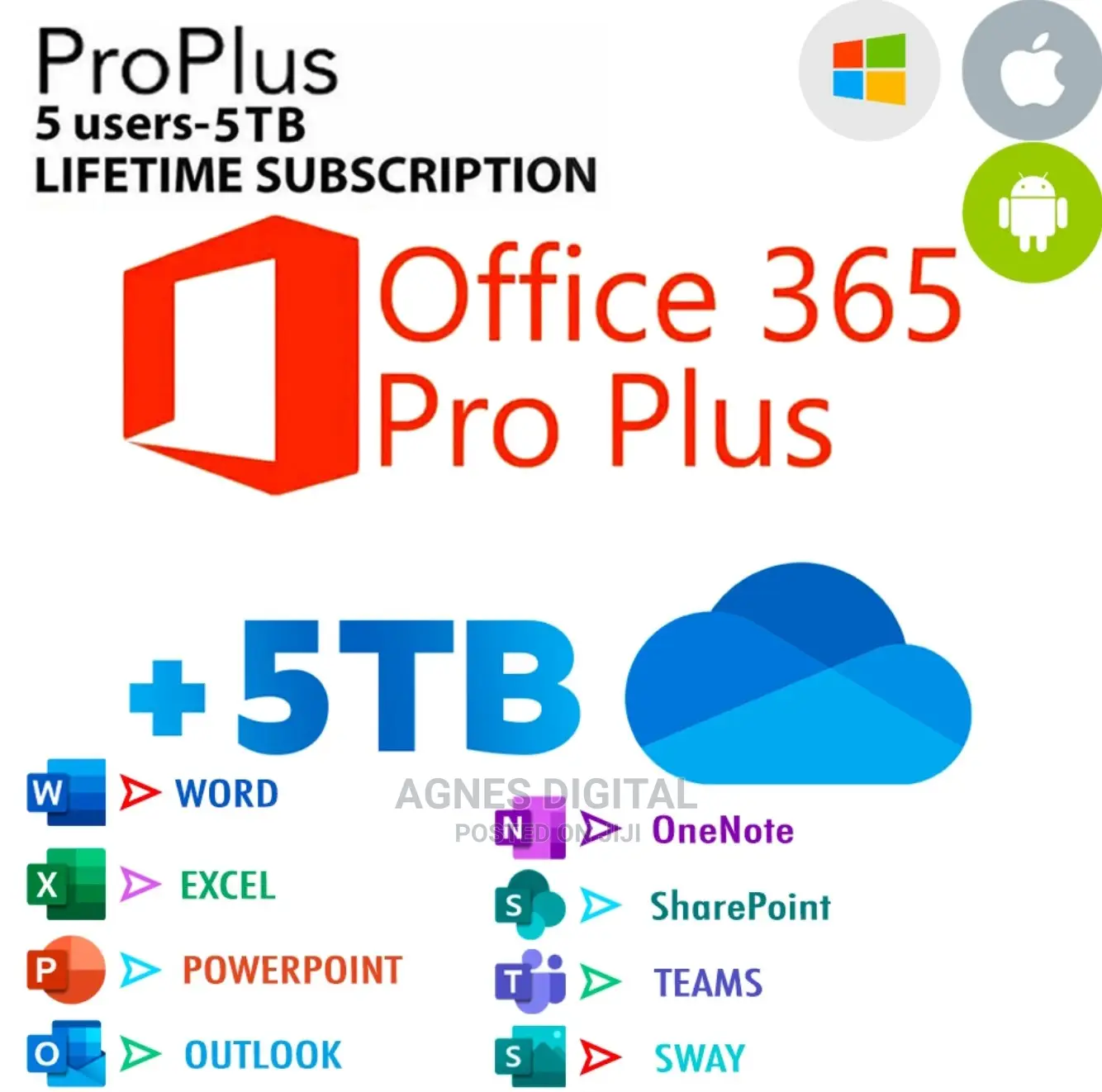 Microsoft Office 365 Account(Your Own Details) For 5 Devices
