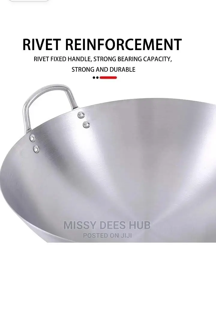 Stainless Steel Wok or Uncoated Stir-Fry Wok - 40cm