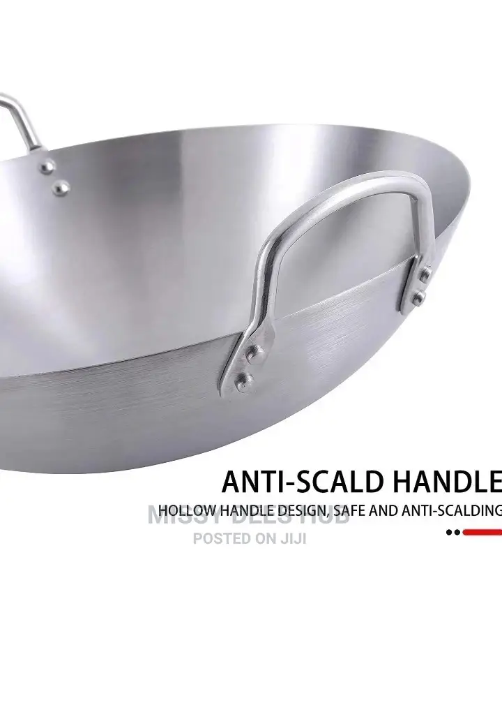 Stainless Steel Wok or Uncoated Stir-Fry Wok - 40cm