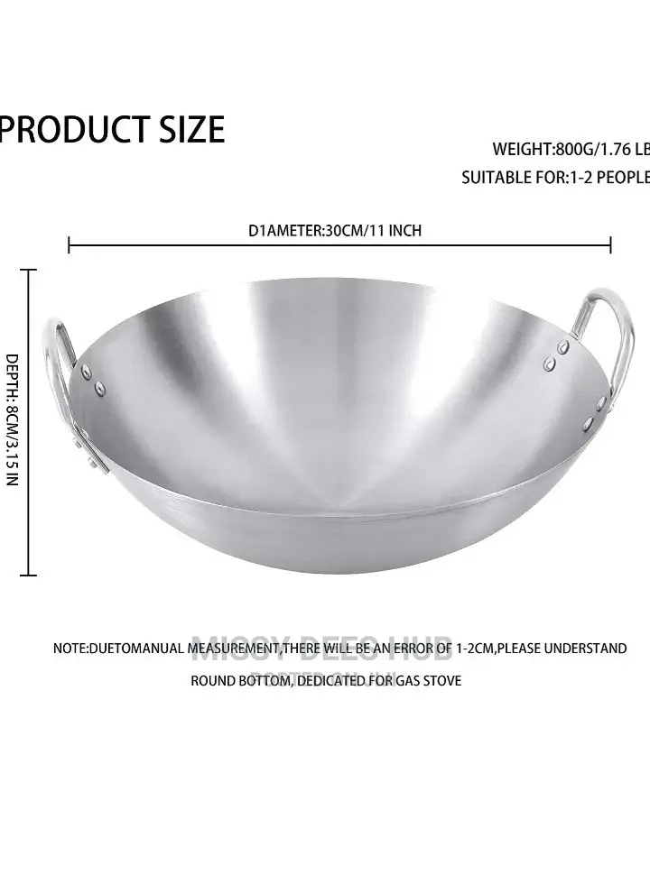 Stainless Steel Wok or Uncoated Stir-Fry Wok - 40cm