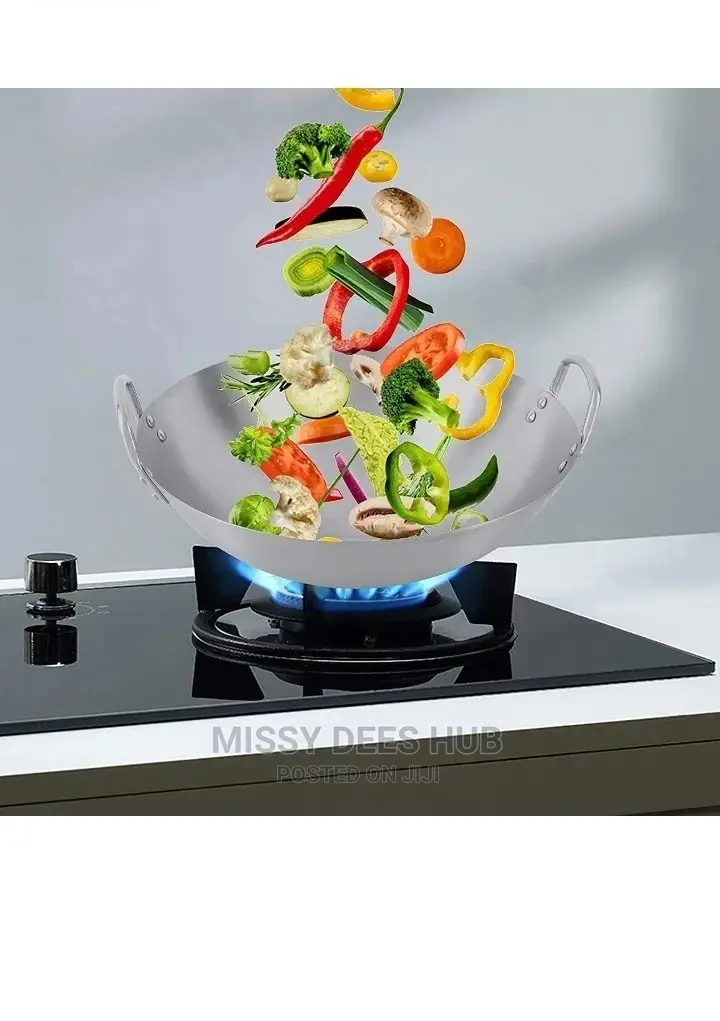 Stainless Steel Wok or Uncoated Stir-Fry Wok - 40cm
