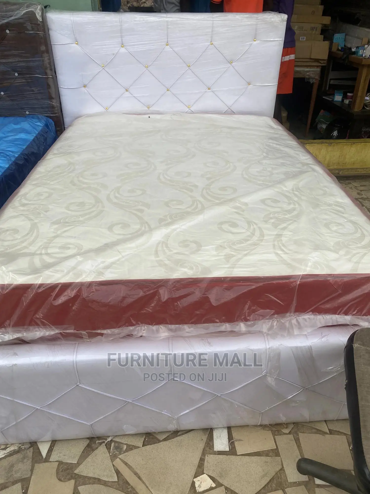 Classic White Double Bed With Mattress . Free Delivery