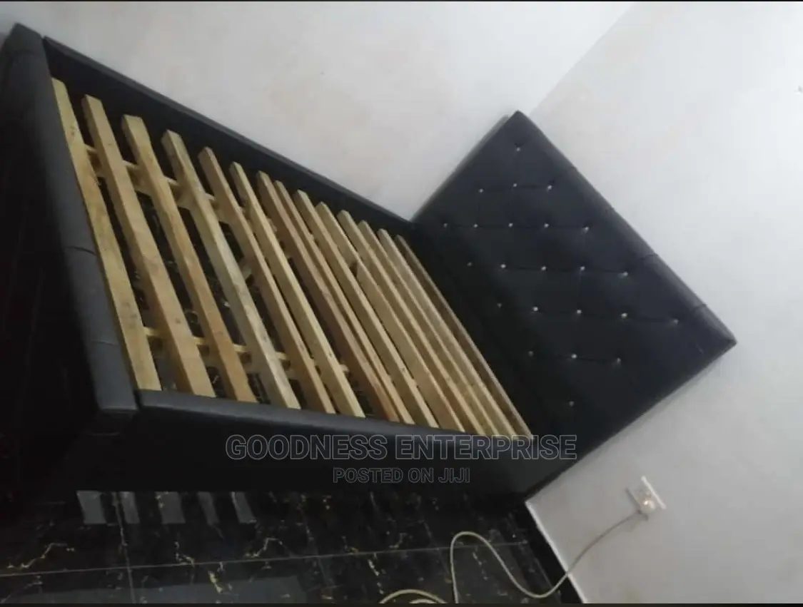 Black Double Leather Bed Frame