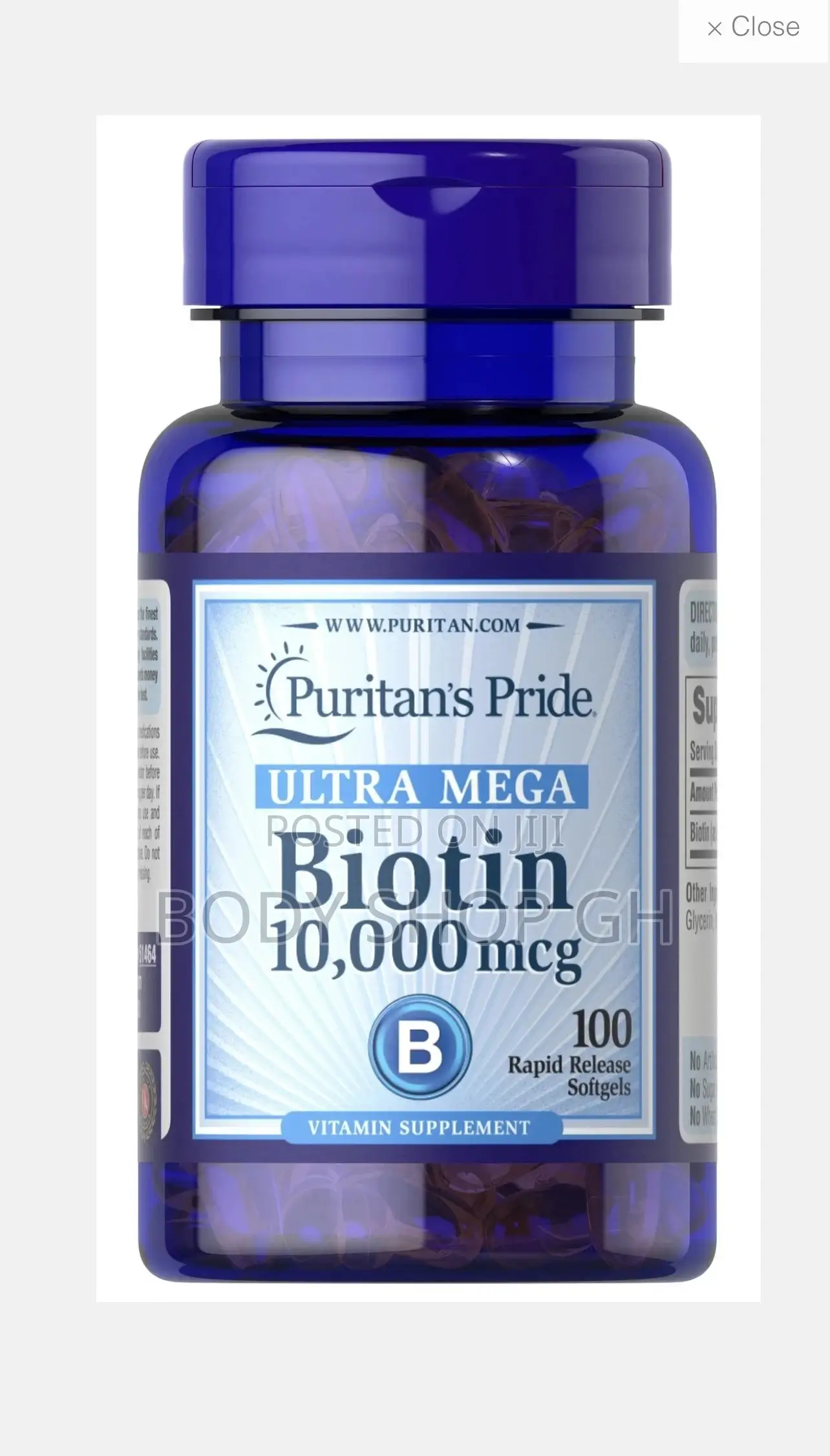 Puritan Pride Biotin-10,000mcg (100 Softgels)/Hair/Skin/Nail