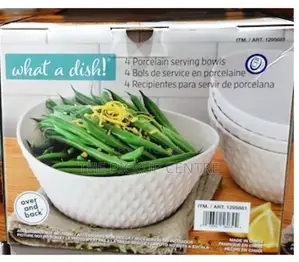Over Back 4-Piece 'What a Dish' Porcelain Bowl Set, White