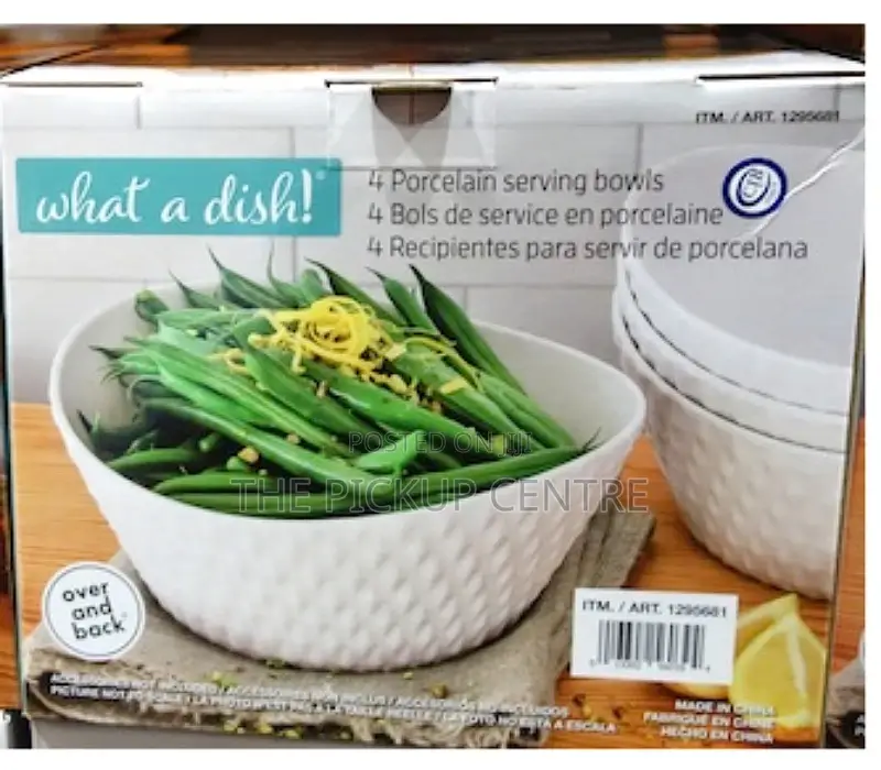 Over Back 4-Piece 'What a Dish' Porcelain Bowl Set, White