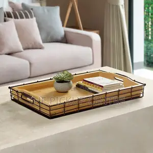 Bamboo and Metal Tray Se