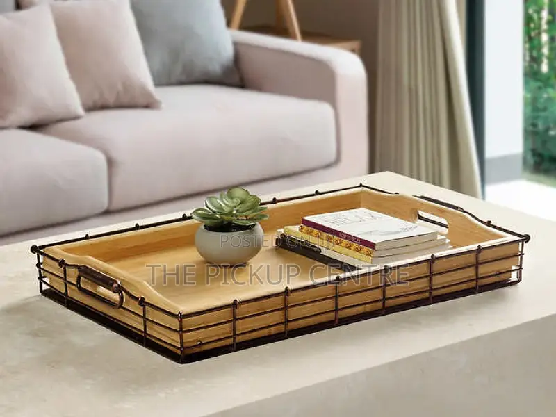 Bamboo and Metal Tray Se