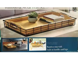 Bamboo and Metal Tray Se