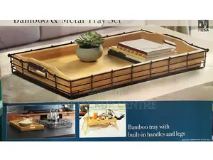 Bamboo and Metal Tray Se