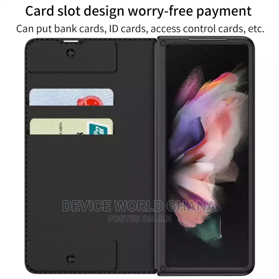 Samsung Z Fold 6 5 4 Leather Flip Case With Pen Slot