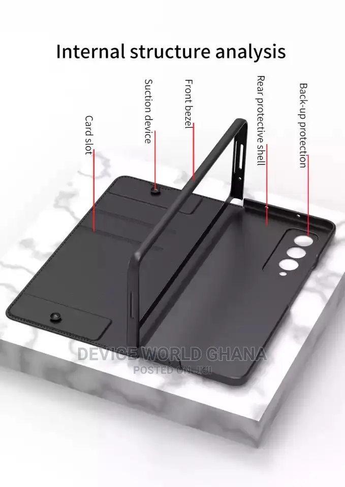 Samsung Z Fold 6 5 4 Leather Flip Case With Pen Slot