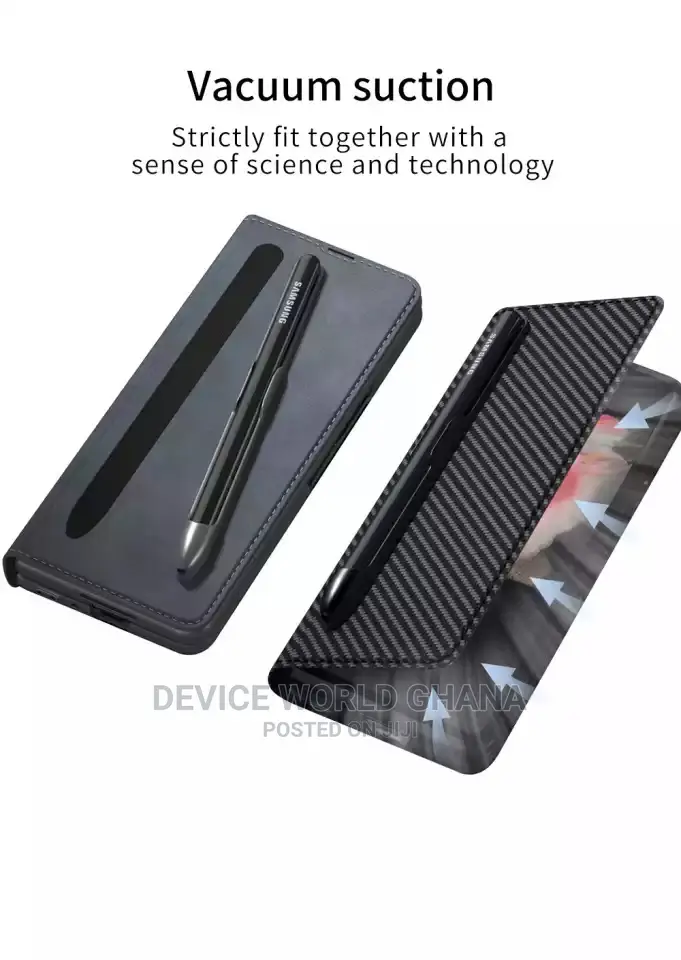 Samsung Z Fold 6 5 4 Leather Flip Case With Pen Slot