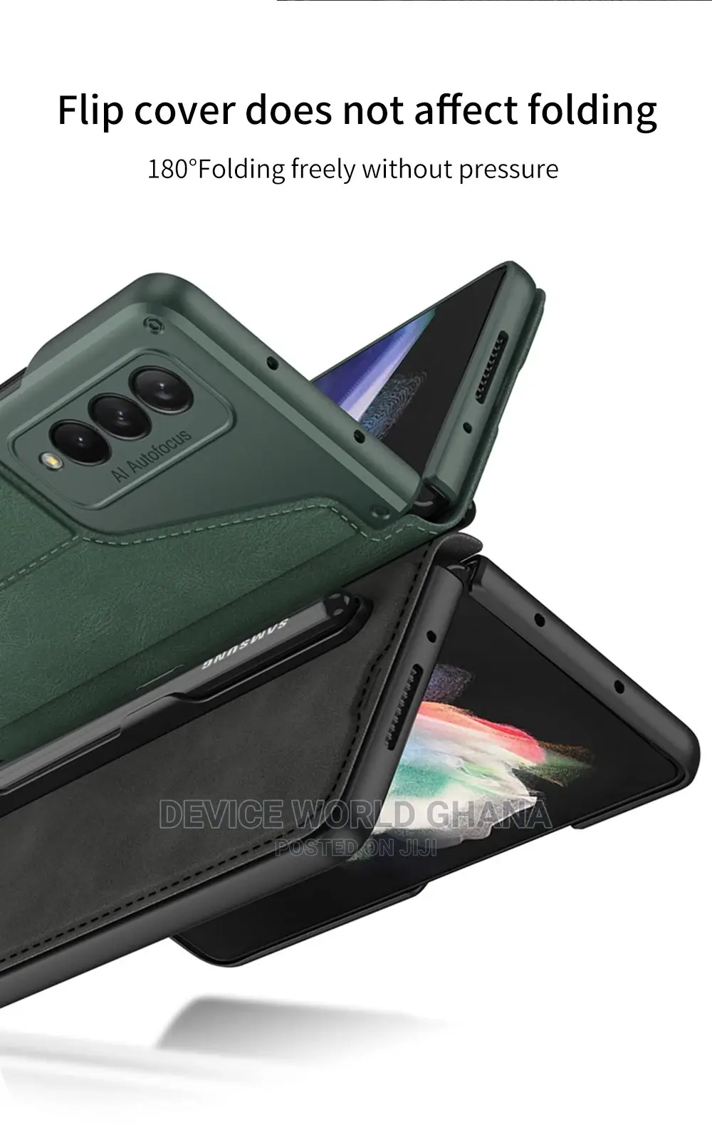 Samsung Z Fold 6 5 4 Leather Flip Case With Pen Slot