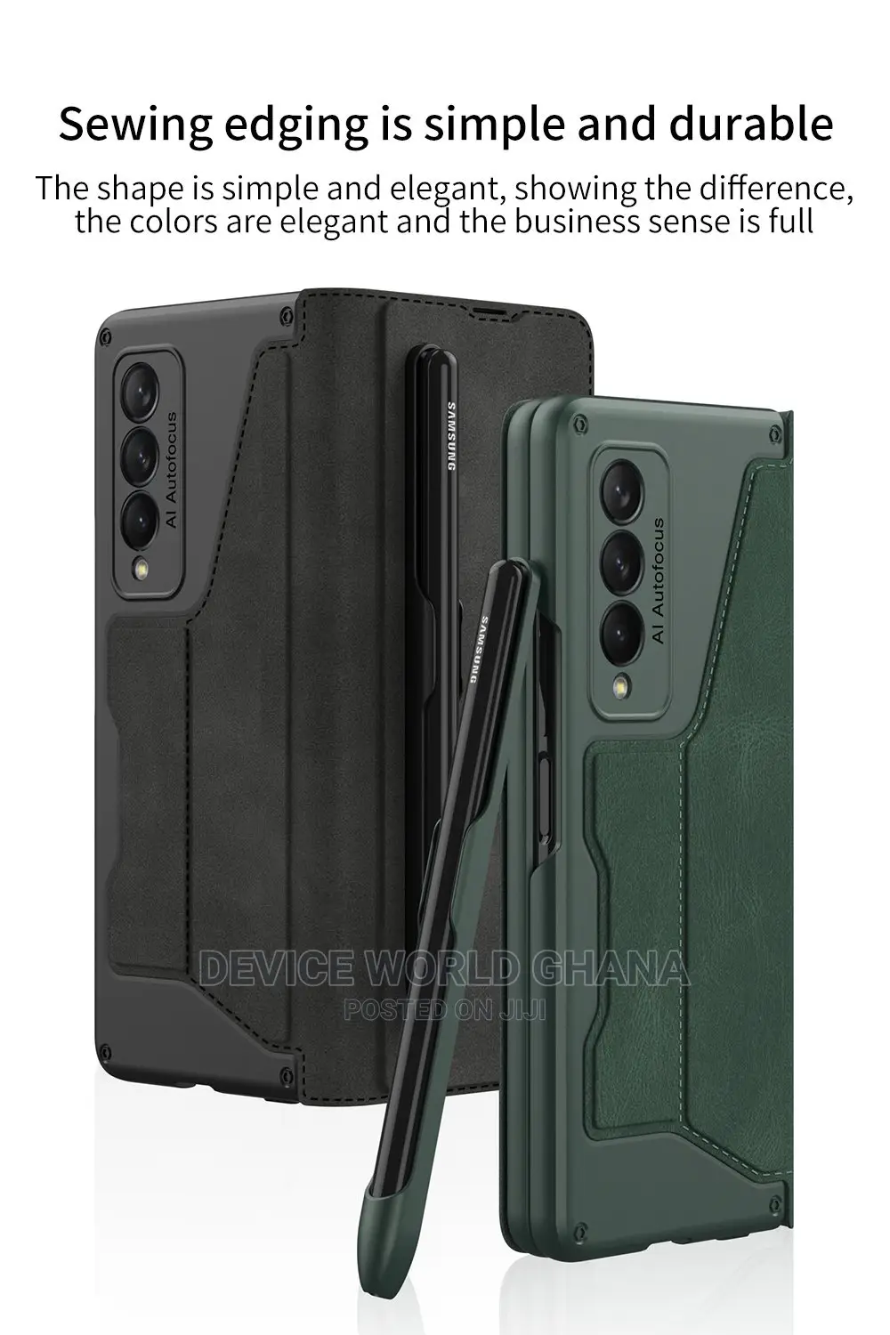 Samsung Z Fold 6 5 4 Leather Flip Case With Pen Slot