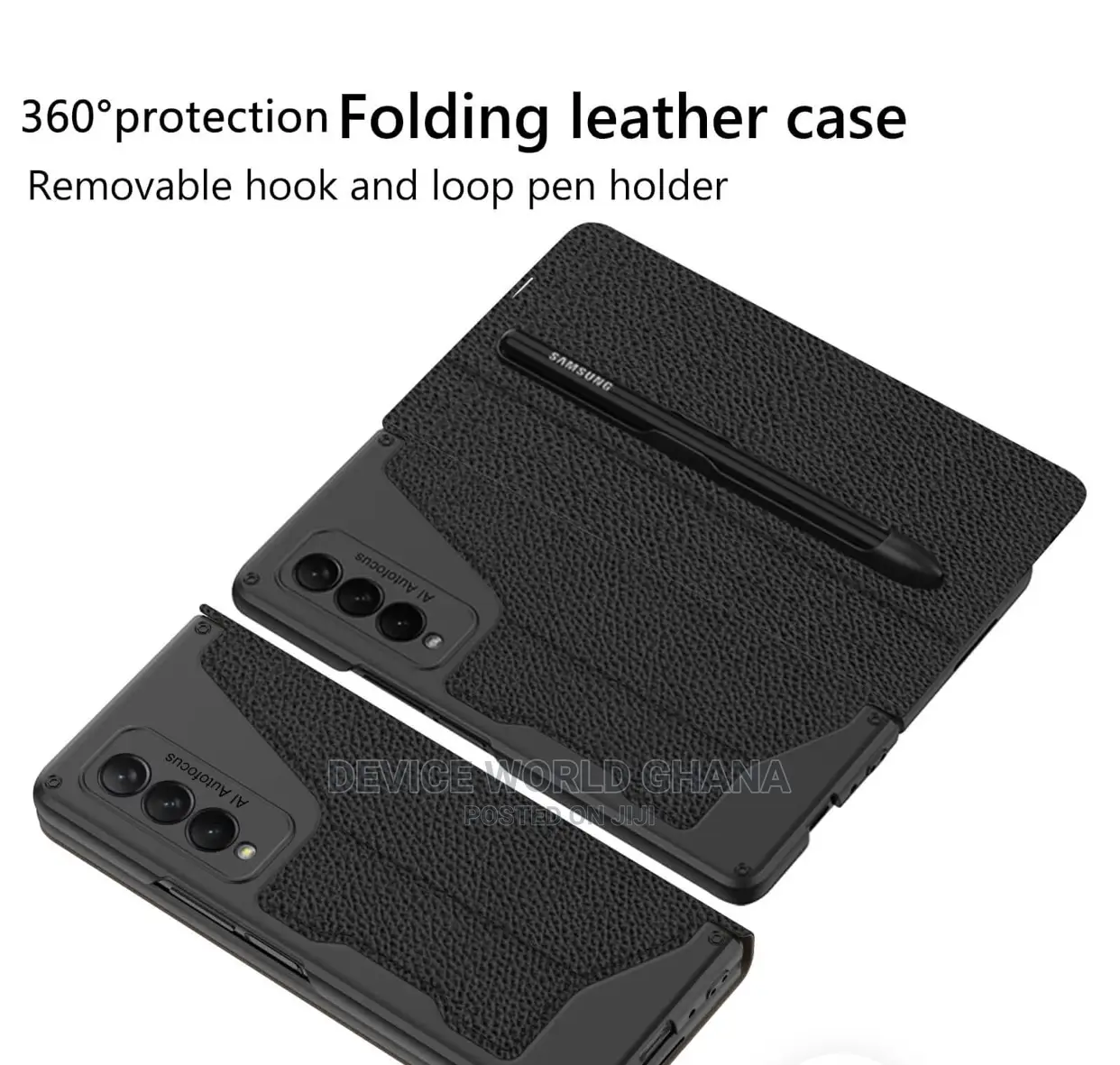 Samsung Z Fold 6 5 4 Leather Flip Case With Pen Slot