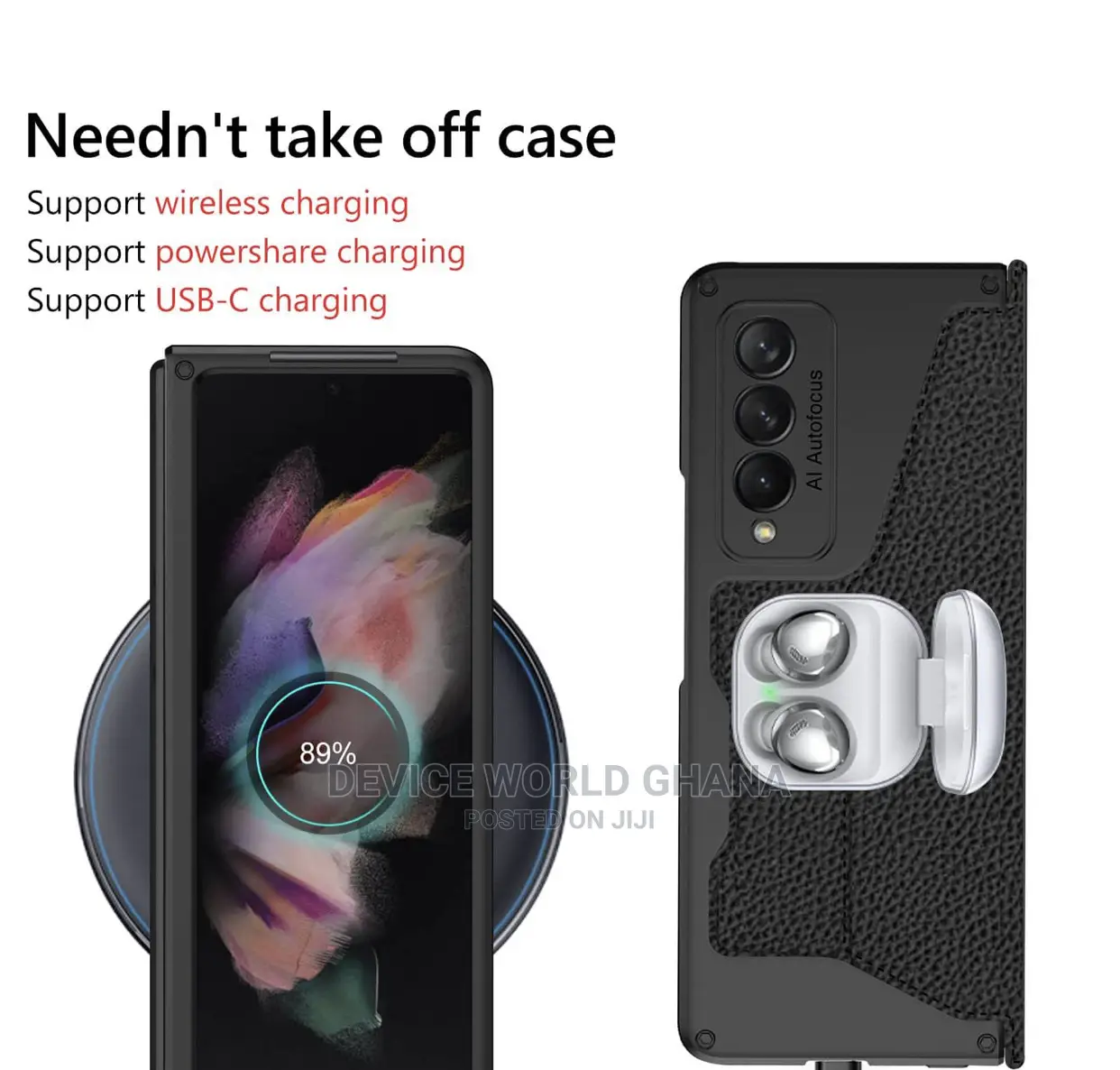 Samsung Z Fold 6 5 4 Leather Flip Case With Pen Slot