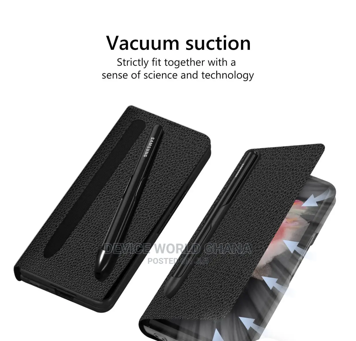 Samsung Z Fold 6 5 4 Leather Flip Case With Pen Slot