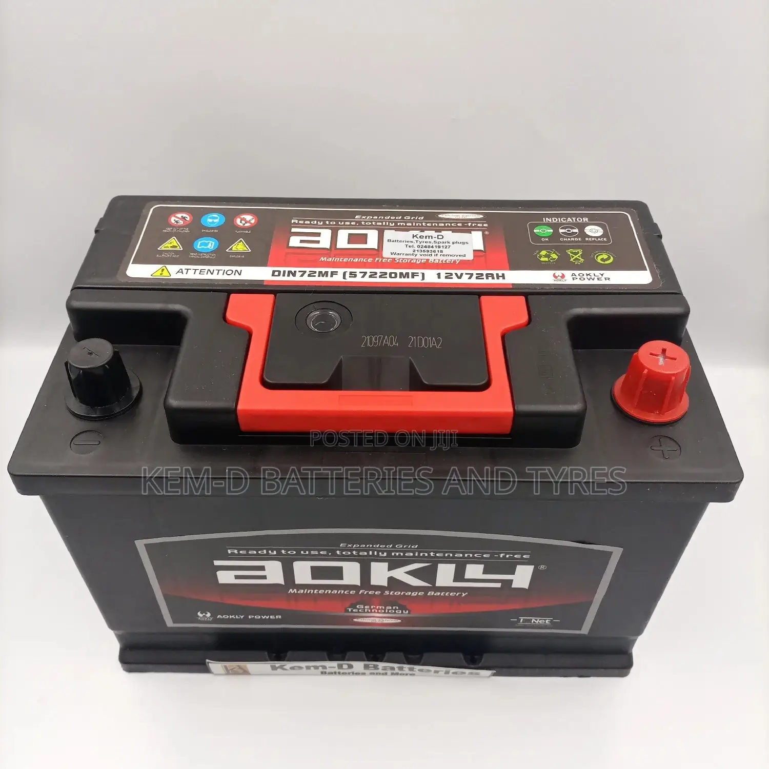 AOKLY BATTERY 15 PLATES 12v72ah - Free Delivery