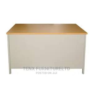 Office Desk With Wooden Top Metal Base