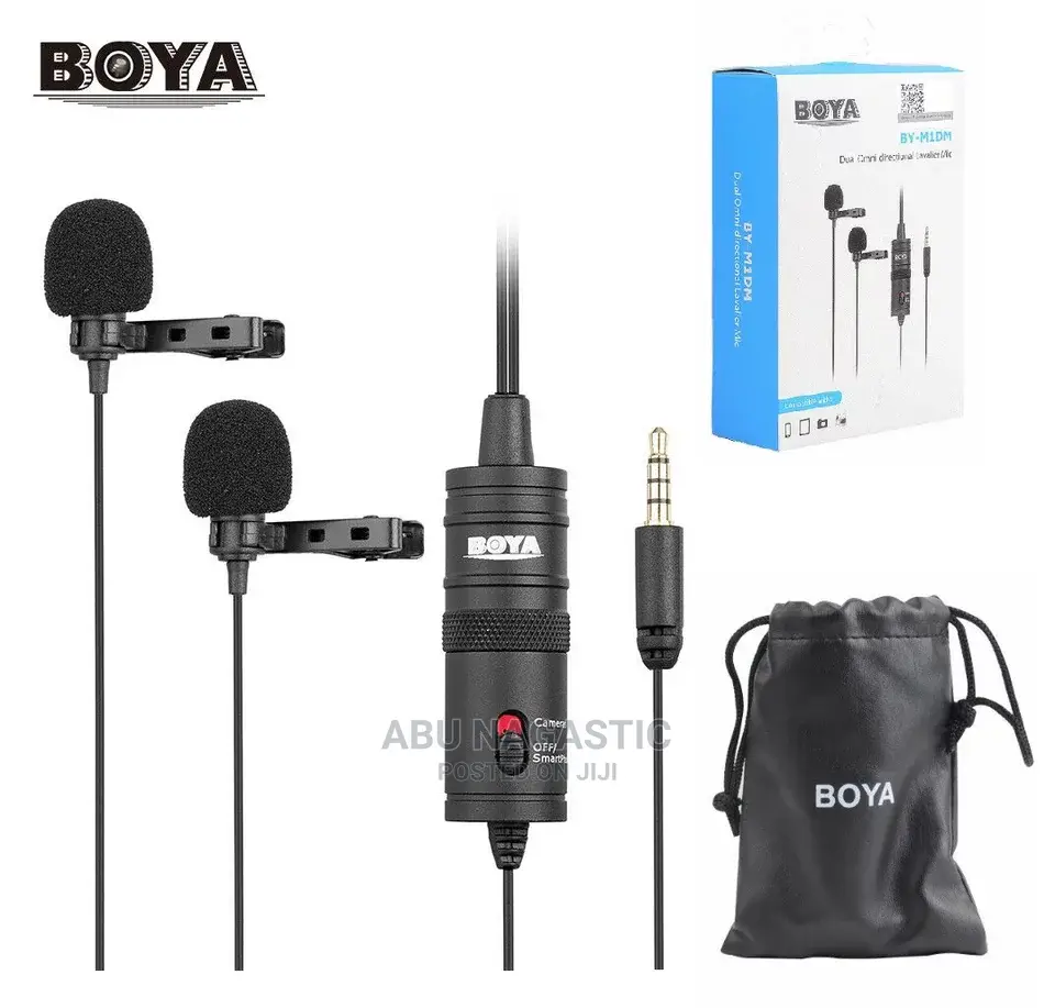 Boya BY-M1DM Microphone With 4m Cabe, Double Head Lapel