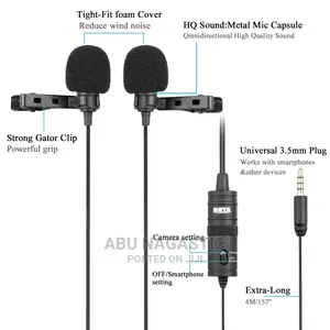 Boya BY-M1DM Microphone With 4m Cabe, Double Head Lapel