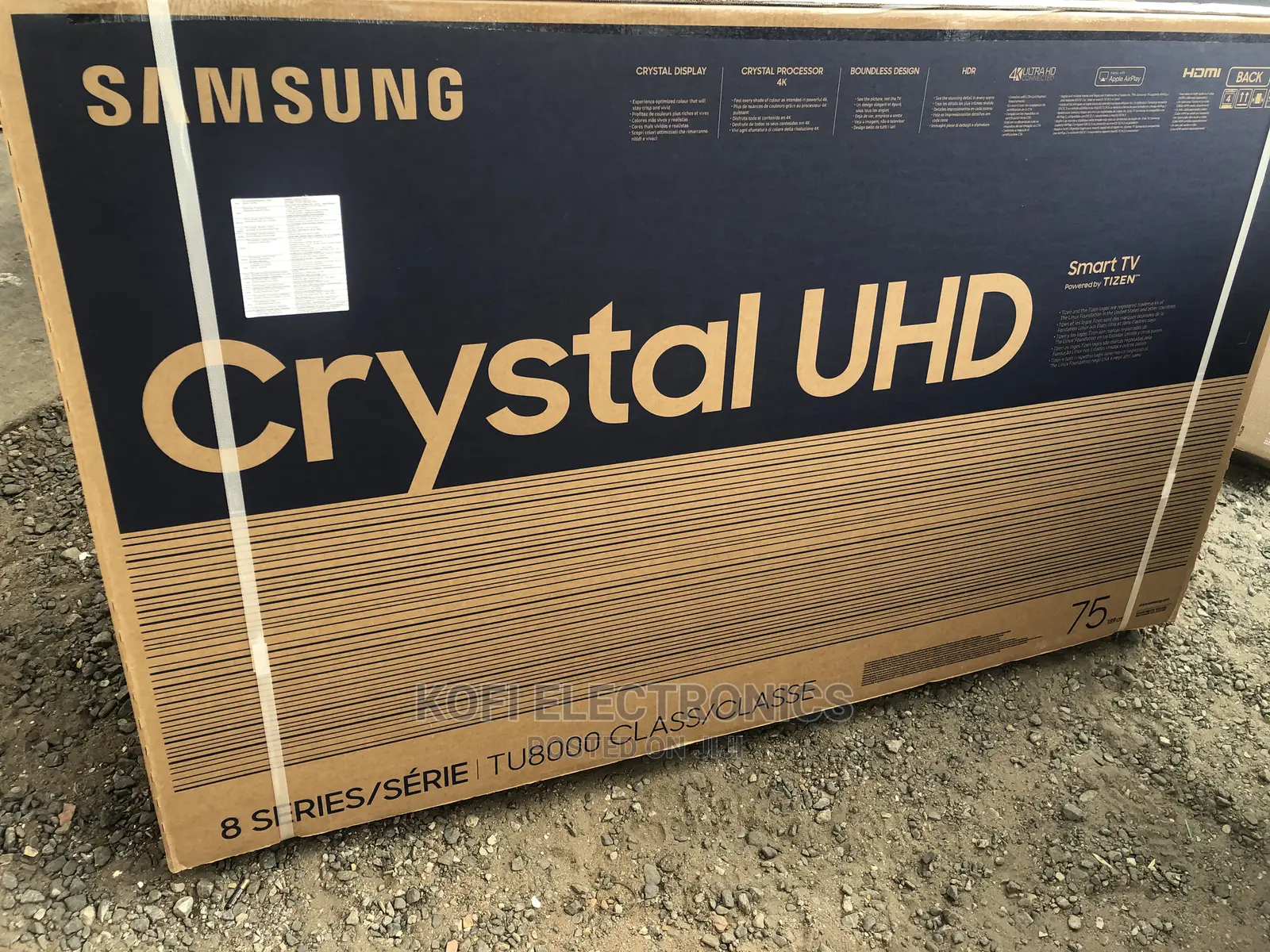 Large Black Samsung 75tu8072 Smart Led Tv, Ultra Hd , Hdr,