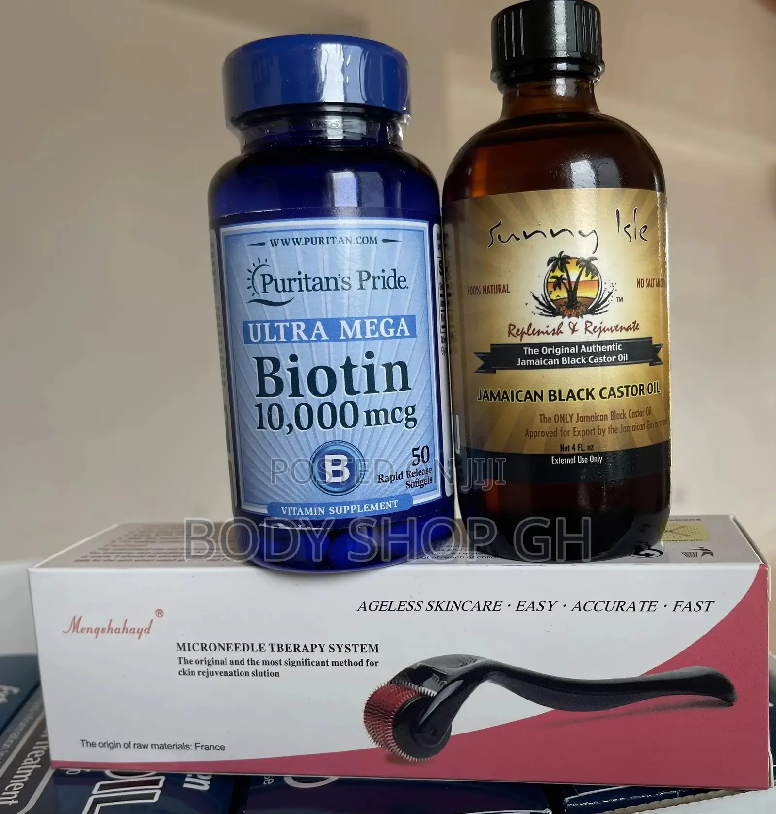 Puritans Pride Biotin +Derma Roller +Jbco Hair Regrowth Pack