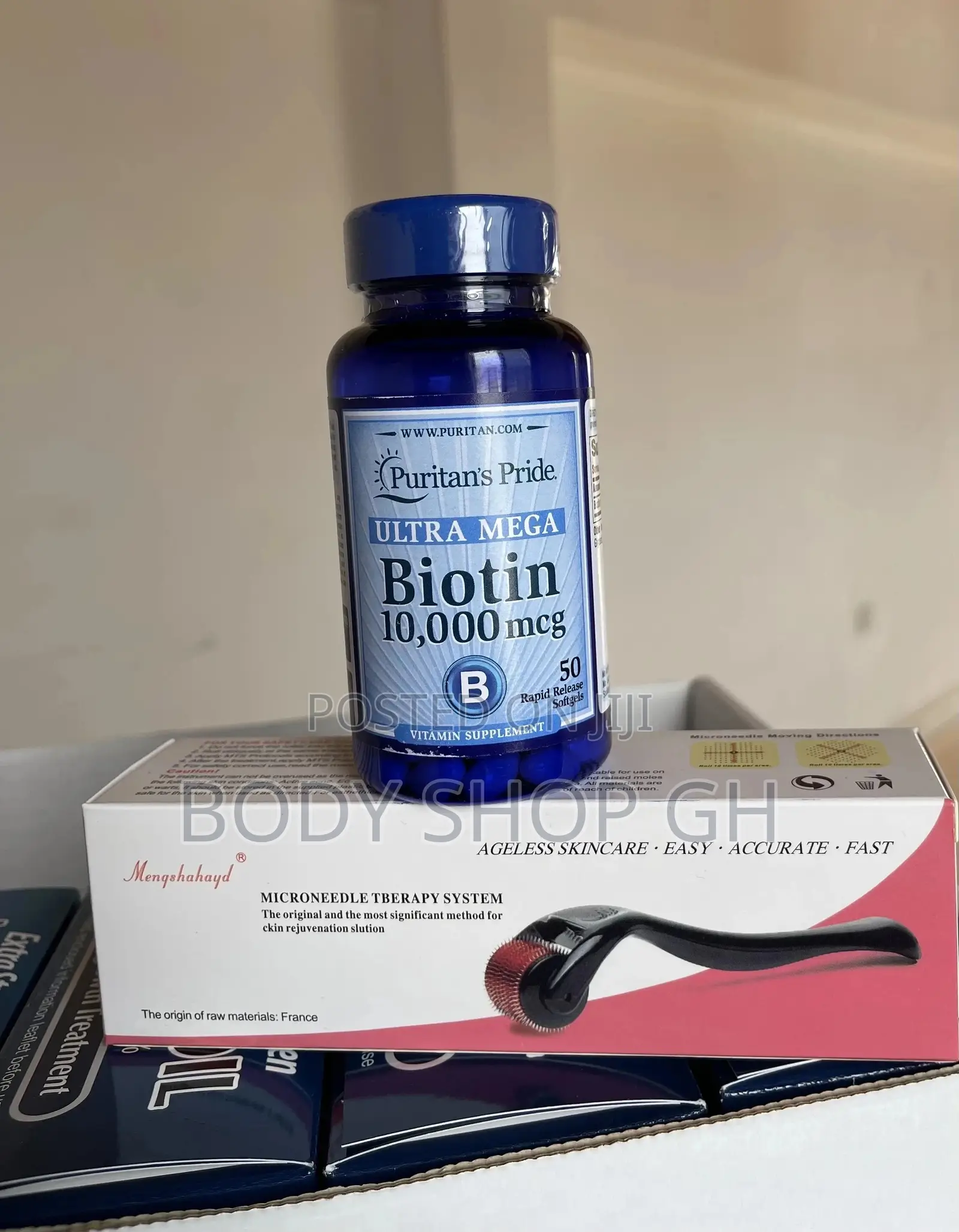 Biotin (10,000mcg) + Derma Roller for Receding Hairline