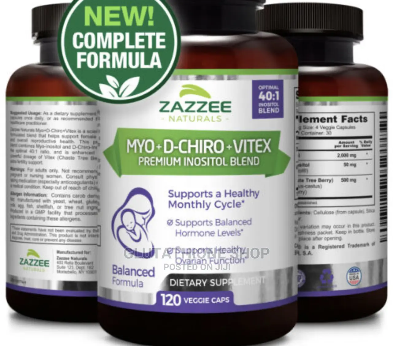 Zazzee Naturals Myo-Inositol + D-Chiro + Vitex