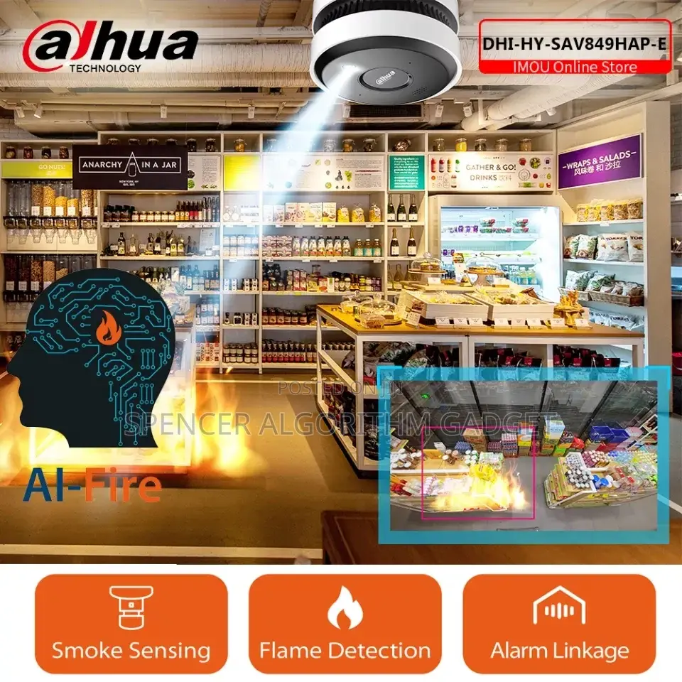 Dahua 5mp Ir Ai-Fire Smoke Detector Sensing Network Camera