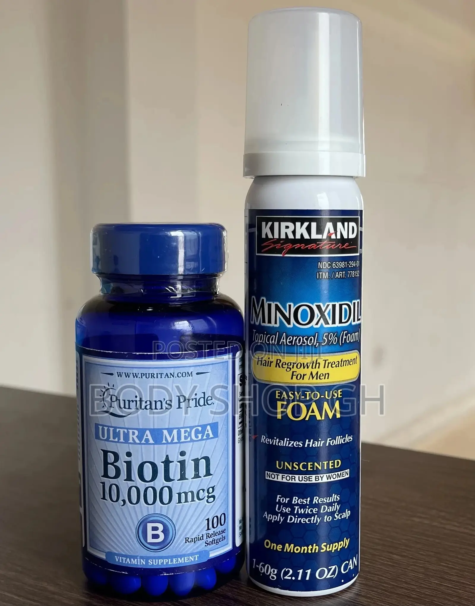 Kirkland Minoxidil Foam + Ultra Mega Biotin Beard Combo Pack