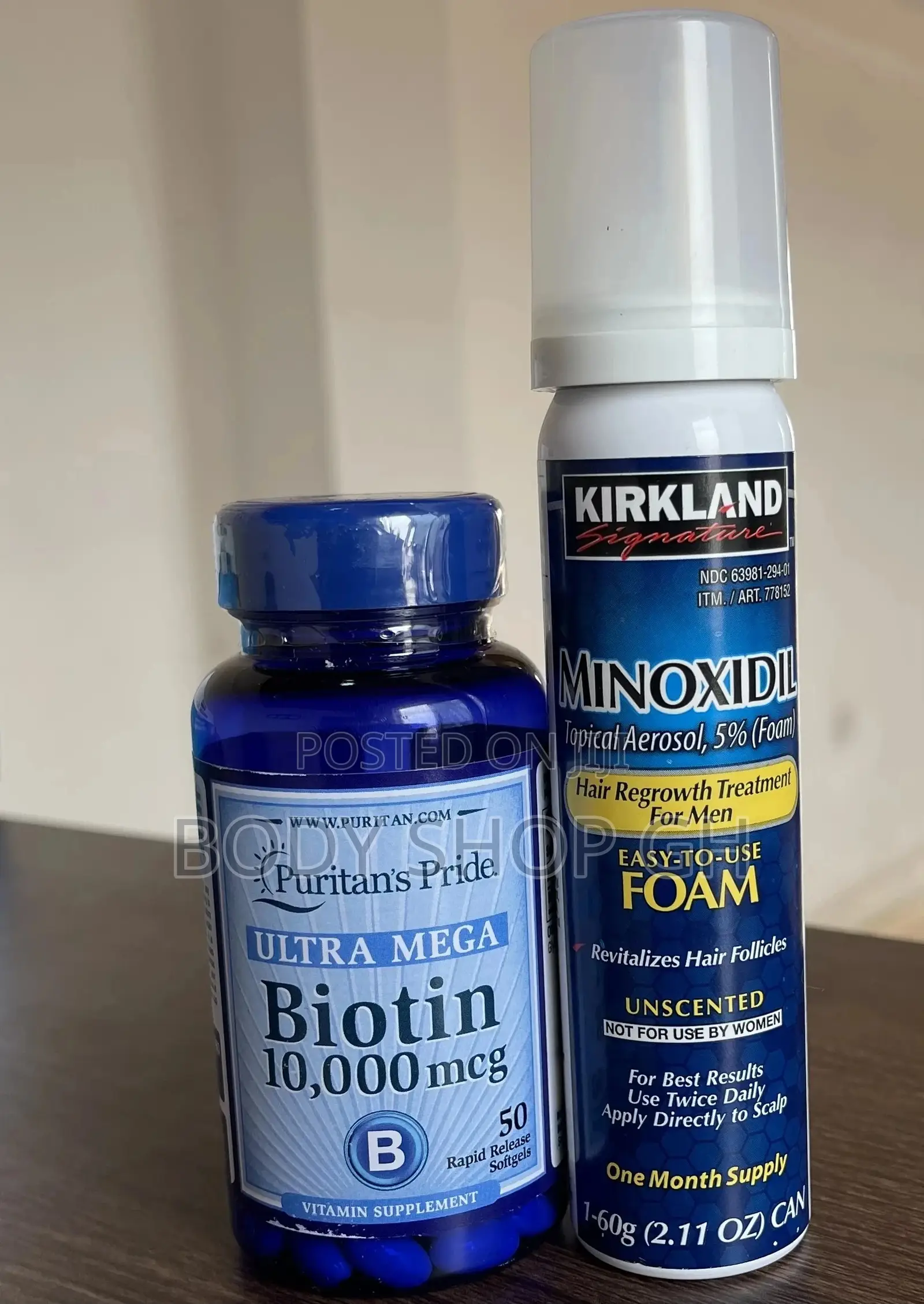 Puritans Pride Biotin +Kirkland Minoxidil Foam Combo
