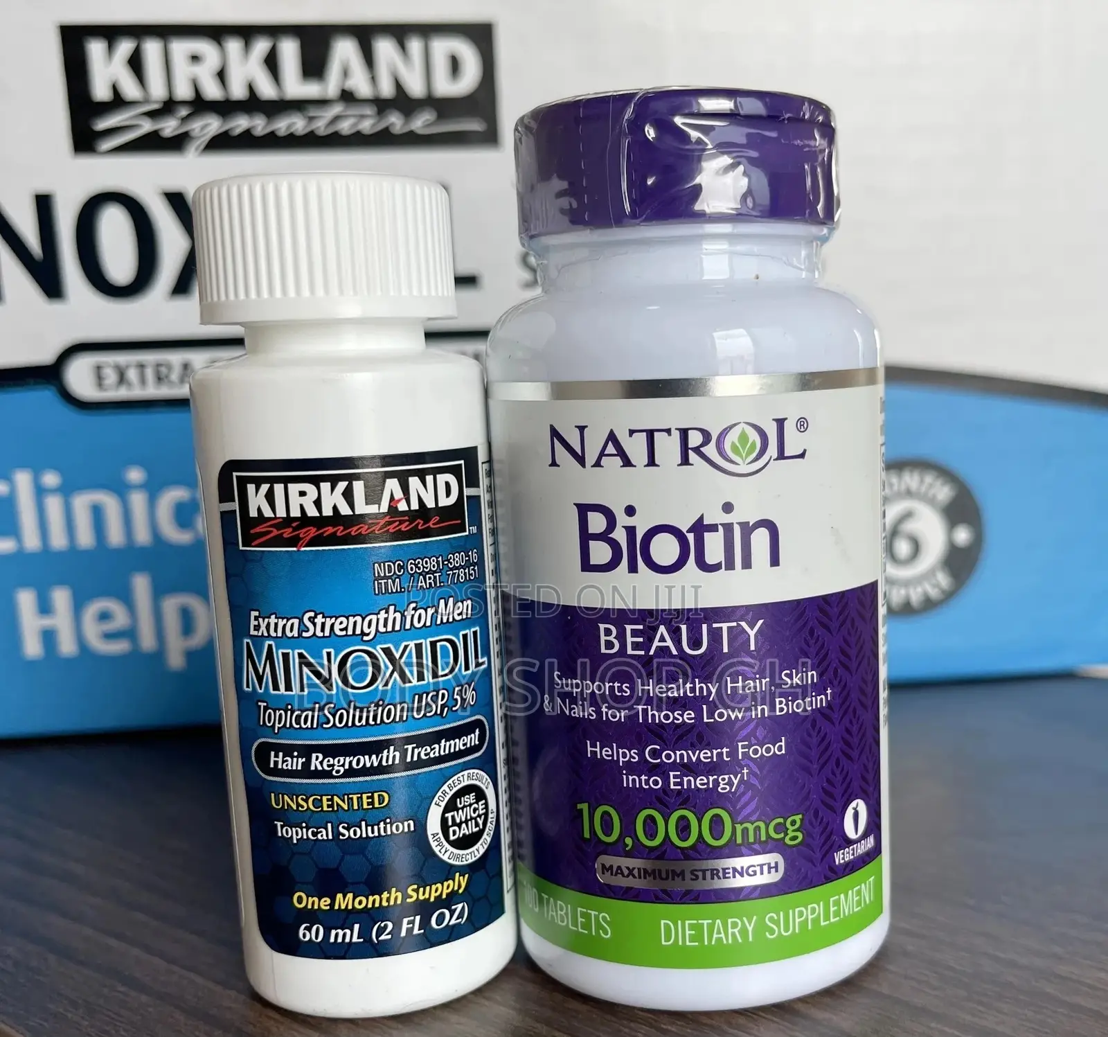 Kirkland Minoxidil Oil + Natrol Bioti (100 Tabs)- 10,000mcg